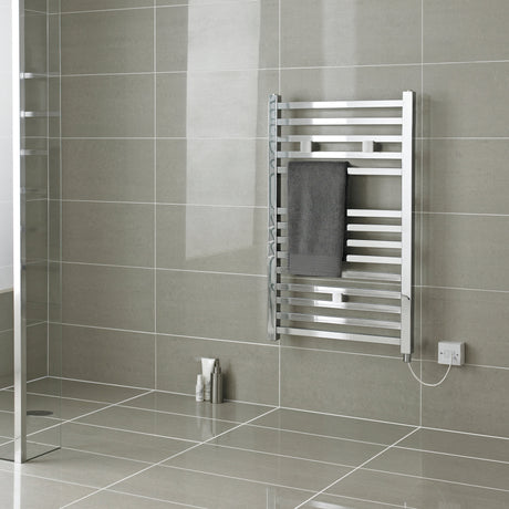 Nuie Ladder Electric Heated Towel Rail - 14 Square Rails - H690 x W500mm Chrome HL150 LS2