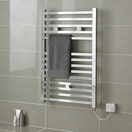 Nuie Ladder Electric Heated Towel Rail - 14 Square Rails - H690 x W500mm Chrome HL150 LS1