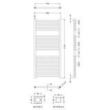 Nuie Ladder Electric Heated Towel Rail - 22 Square Rails - H1110 x W500mm Chrome HL151 LD