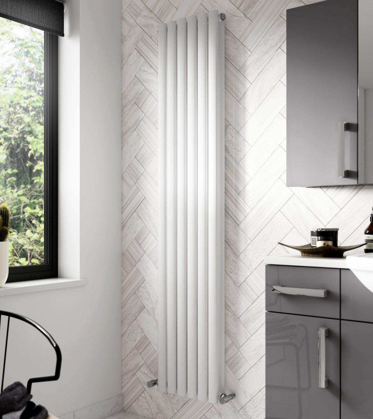 Nuie Revive Designer Vertical/Horizontal Double Panel Radiator H1800 x W354mm Gloss White HL326 LS