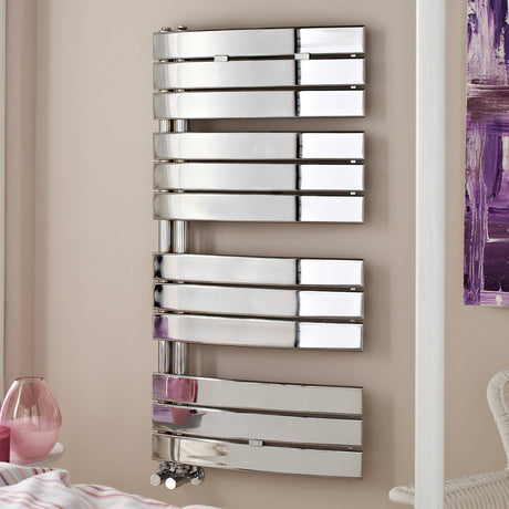 Nuie Elgin Designer Heated Towel Rail With Curved Panels H1080 x W550mm Chrome HL336 LS1
