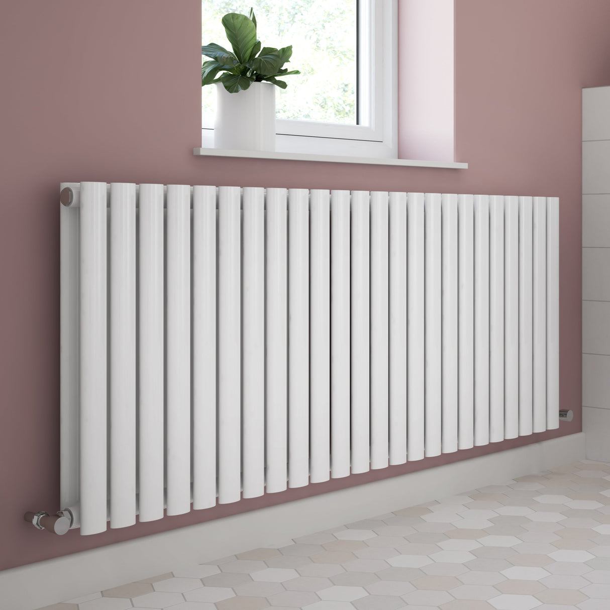Nuie Revive Designer Horizontal Double Panel Radiator H600 x W1398mm Gloss White HL340D LS1