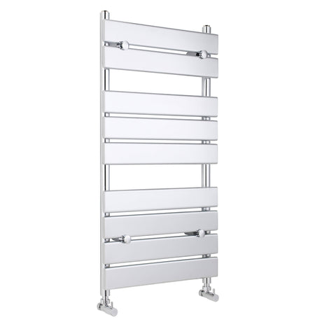 Nuie Piazza Vertical Heated Towel Rail With 9 Flat Panels Chrome H950 x W500mm HL382