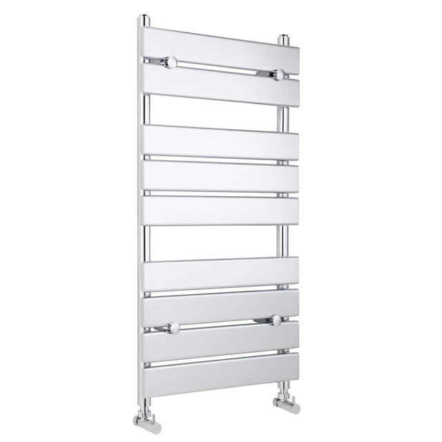 Nuie Piazza Vertical Heated Towel Rail With 9 Flat Panels Chrome H950 x W500mm HL382