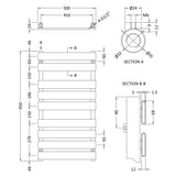 Nuie Piazza Vertical Heated Towel Rail With 9 Flat Panels Chrome H950 x W500mm HL382 LD