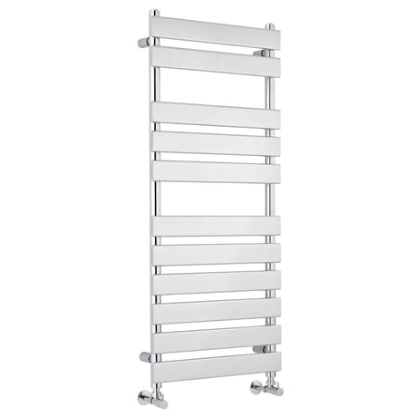 Nuie Piazza Vertical Heated Towel Rail With 11 Flat Panels Chrome H1200 x W500mm HL396