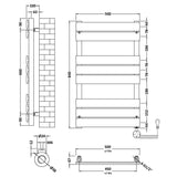 Nuie Flat Panel Electric Heated Towel Rail - 8 Panels - H840 x W500mm Matt Black HL458 LD