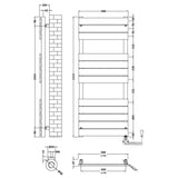 Nuie Flat Panel Electric Heated Towel Rail - 12 Panels - H1213 x W500mm Matt Black HL459 LD