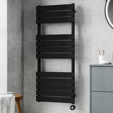 Nuie Flat Panel Electric Heated Towel Rail - 12 Panels - H1213 x W500mm Matt Black HL459 LS1