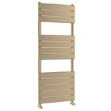 Nuie Piazza Vertical Heated Towel Rail With 12 Flat Panels Brushed Brass H1213 x W500mm HL835