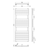 Nuie Piazza Vertical Heated Towel Rail With 12 Flat Panels Brushed Brass H1213 x W500mm HL835 LD