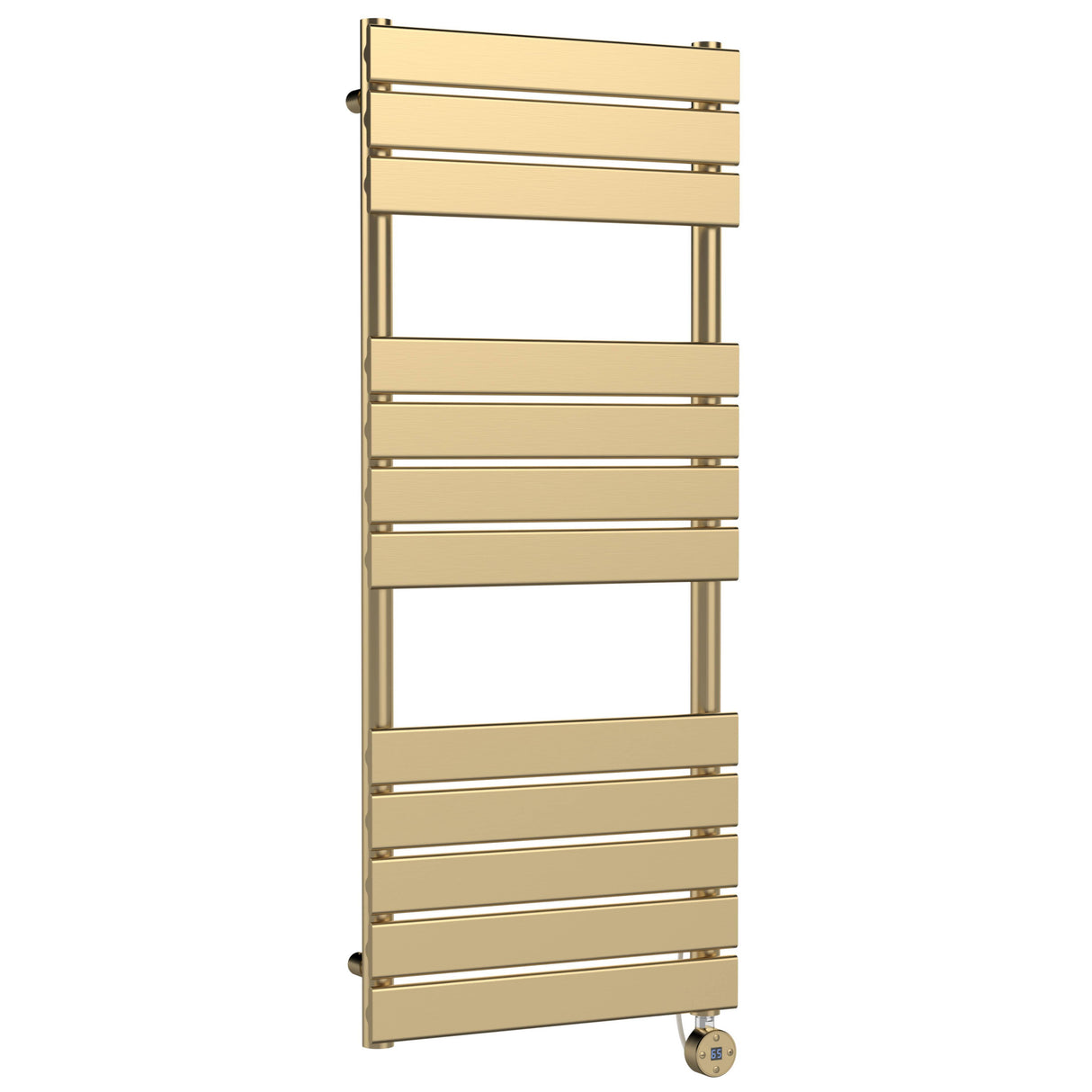Nuie Flat Panel Electric Heated Towel Rail - 12 Panels - H1213 x W500mm Brushed Brass HL859