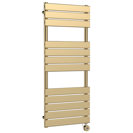 Nuie Flat Panel Electric Heated Towel Rail - 12 Panels - H1213 x W500mm Brushed Brass HL859