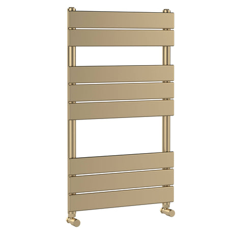 Nuie Piazza Vertical Heated Towel Rail With 8 Flat Panels H840 x W500mm Brushed Brass HL882