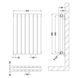 Nuie Sloane Designer Horizontal Double Panel Radiator H600 x W412mm Anthracite HLA54D LD