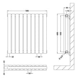 Nuie Sloane Designer Horizontal Double Panel Radiator H600 x W586mm Anthracite HLA55D LD