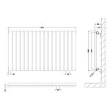 Nuie Sloane Designer Horizontal Single Panel Radiator H600 x W992mm Anthracite HLA56 LD