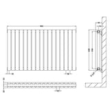 Nuie Sloane Designer Horizontal Double Panel Radiator H600 x W992mm Anthracite HLA56D LD