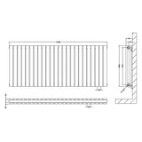Nuie Sloane Designer Horizontal Double Panel Radiator H600 x W1398mm Anthracite HLA59D LD