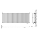 Nuie Sloane Designer Horizontal Double Panel Radiator H600 x W1572mm Anthracite HLA60D LD