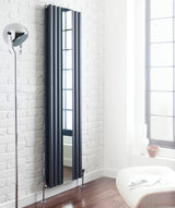 Nuie Revive Designer Vertical Double Panel Radiator With Mirror H1800 x W499mm Anthracite HLA79 LS