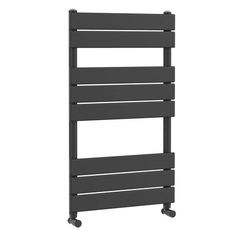 Nuie Piazza Vertical Heated Towel Rail With 8 Flat Panels H840 x W500mm Anthracite HLA82