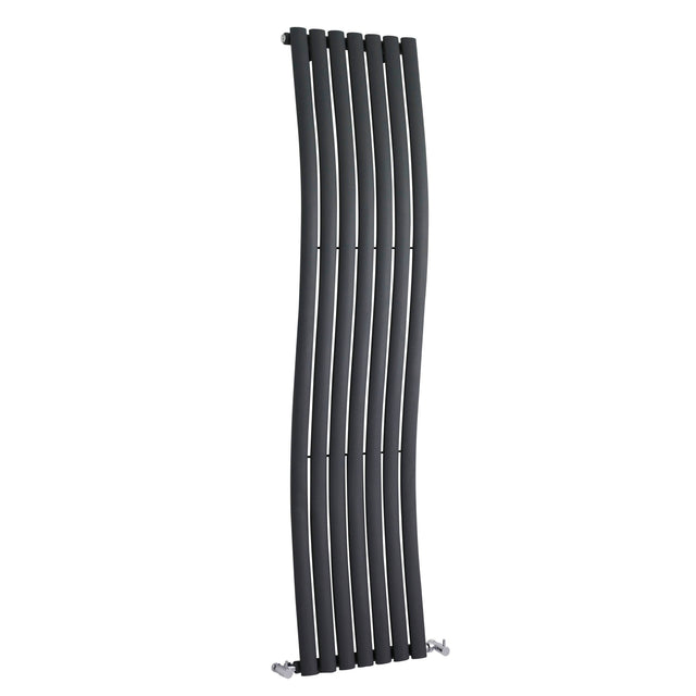 Nuie Revive Designer Vertical Single Panel Radiator With Wave Design H1785 x W413mm Anthracite HLA95
