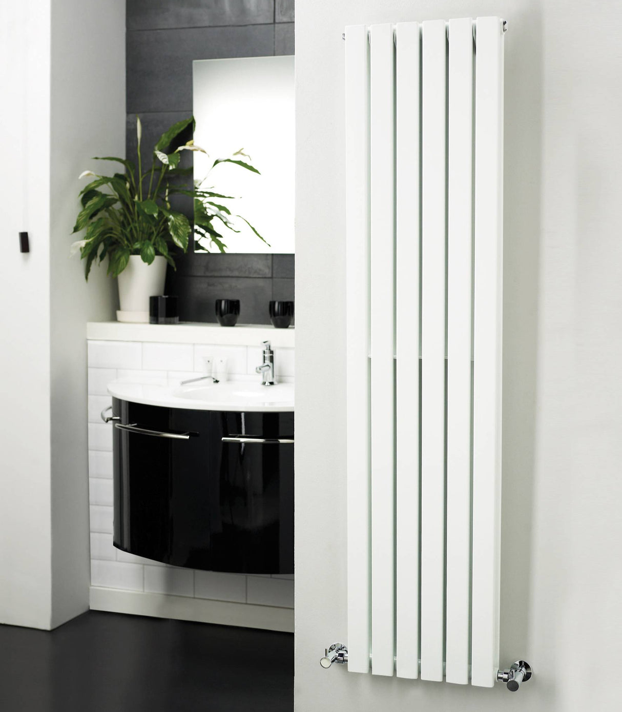Nuie Sloane Designer Vertical Single Panel Radiator H1500 x W354mm Satin White HLW41 LS1