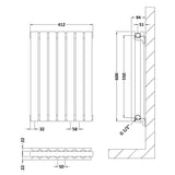 Nuie Sloane Designer Horizontal Double Panel Radiator H600 x W412mm Satin White HLW54D LD