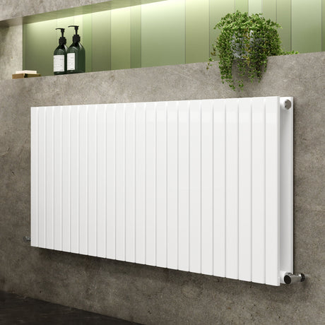Nuie Sloane Designer Horizontal Double Panel Radiator H600 x W1398mm Satin White HLW59D LS
