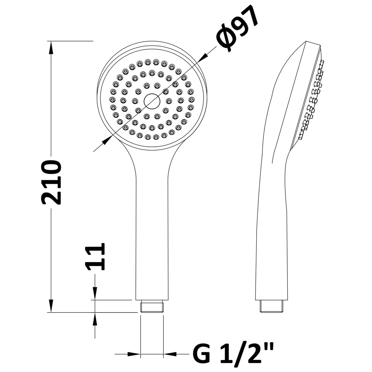 Nuie Minimalist Easy Clean Round Handset Low Pressure Chrome HO302 LD