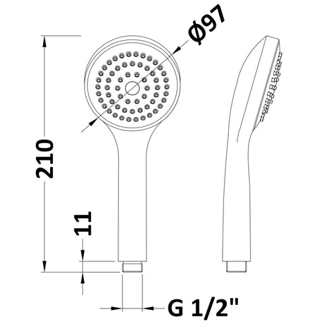 Nuie Minimalist Easy Clean Round Handset Low Pressure Chrome HO302 LD