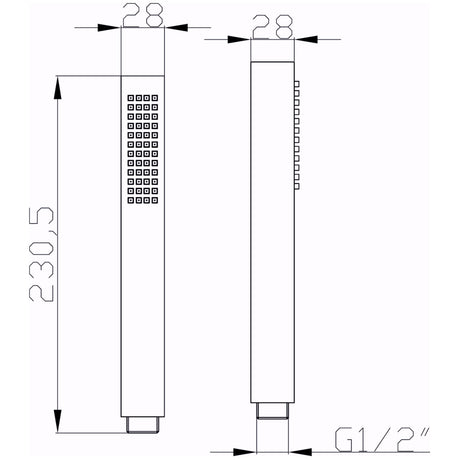 Nuie Square Minimalist Handset Low Pressure Chrome Chrome HO310 LD
