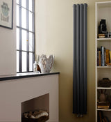 Nuie Revive Designer Vertical Compact Double Panel Radiator H1800 x W236mm Anthracite HRE009 LS