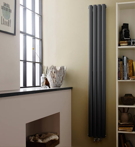 Nuie Revive Designer Vertical Compact Double Panel Radiator H1800 x W236mm Anthracite HRE009 LS