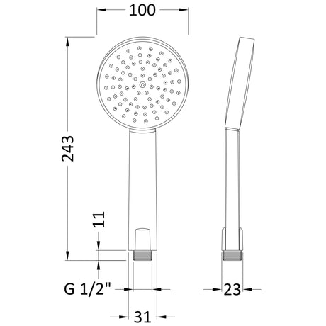 Nuie Single Function Water Saving Handset Chrome HS001 LD
