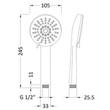 Nuie Multi Function Water Saving Handset Chrome HS002 LD