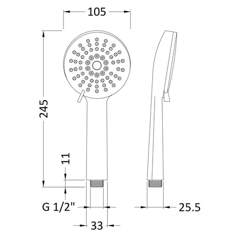 Nuie Multi Function Water Saving Handset Chrome HS002 LD