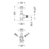 Nuie Angled Traditional Cross Top Radiator Valves Pack Chrome HT300 LD