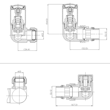 Nuie Minimalist Corner Dual Fuel Radiator Valves Pack Chrome HT309 LD