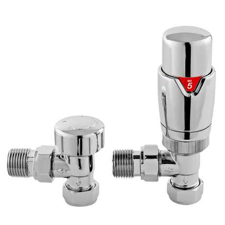 Nuie Luxury Angled Thermostatic Radiator Valves Pack Chrome HT315