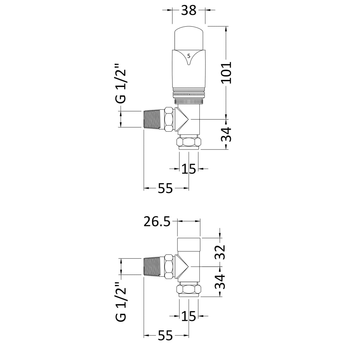 Nuie Luxury Angled Thermostatic Radiator Valves Pack Chrome HT315 LD