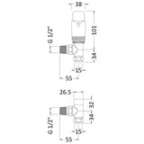 Nuie Luxury Angled Thermostatic Radiator Valves Pack Chrome HT315 LD