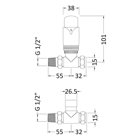 Nuie Luxury Straight Thermostatic Radiator Valves Pack Chrome HT316 LD