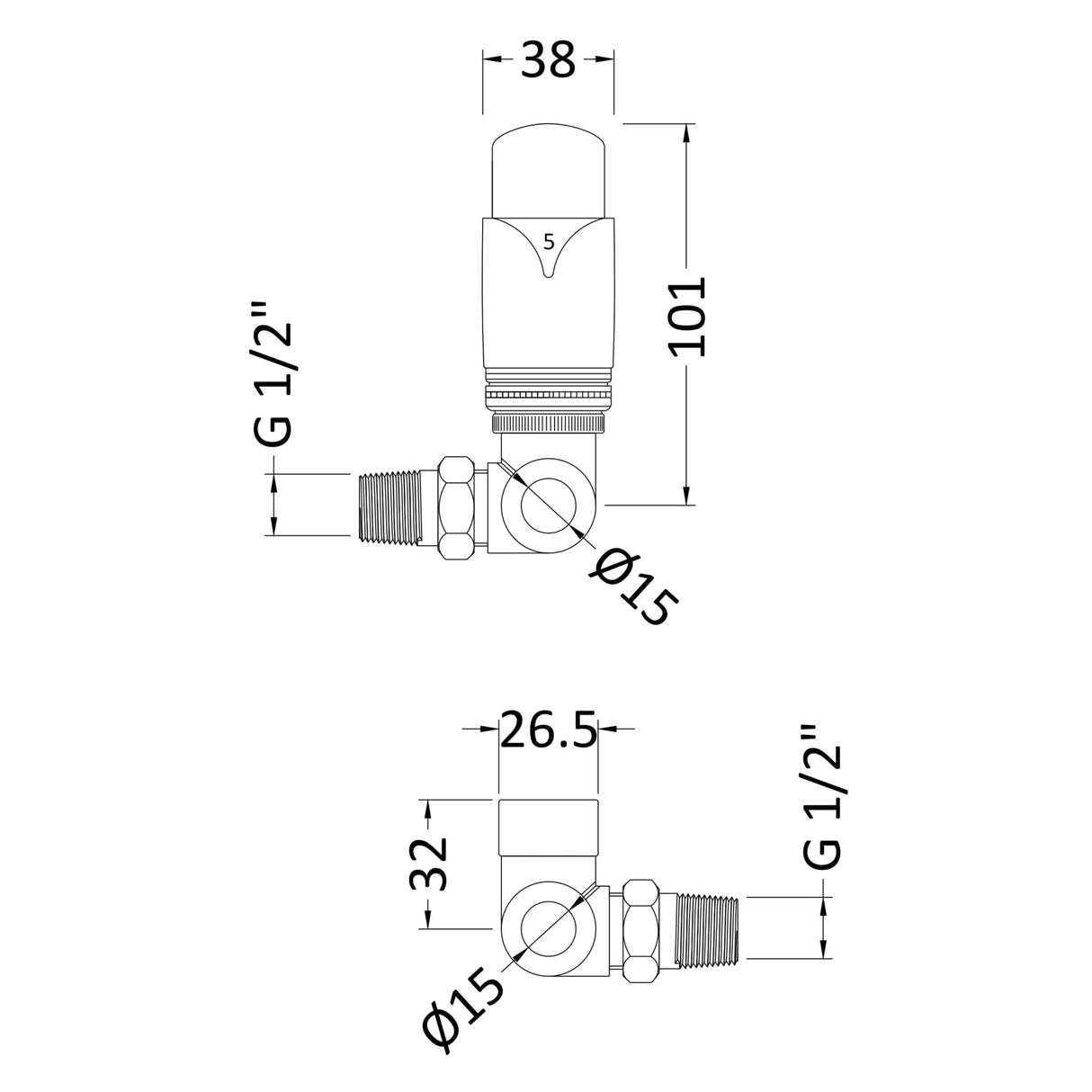 Nuie Luxury Thermostatic Corner Radiator Valves Pack Chrome HT317 LD