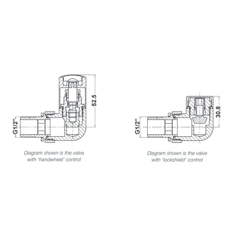 Nuie Minimalist Corner Radiator Valves Pack Chrome HT321 LD