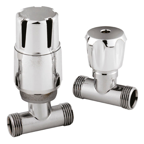 Nuie Straight Thermostatic Radiator Valves Pack Chrome HT325