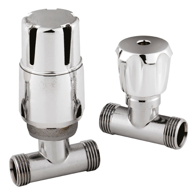 Nuie Straight Thermostatic Radiator Valves Pack Chrome HT325