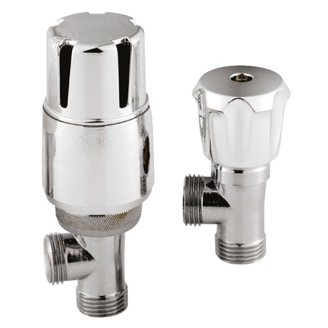 Nuie Angled Thermostatic Radiator Valves Pack Chrome HT326