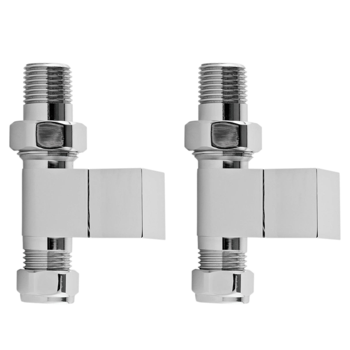 Nuie Pure Straight Square Radiator Valves Pack Chrome HT347